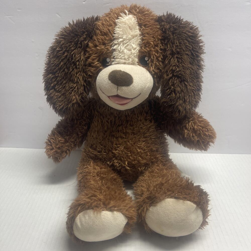 Build a Bear Playful Puppy Dog Plush 17” Brown Stuffed Tongue Cuddly 2018 BAB